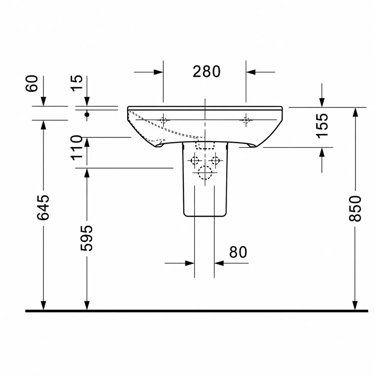 Duravit P3 Comforts Wall Hung Wash Basin 2331600000