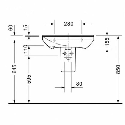 Duravit P3 Comforts Wall Hung Wash Basin 2331600000