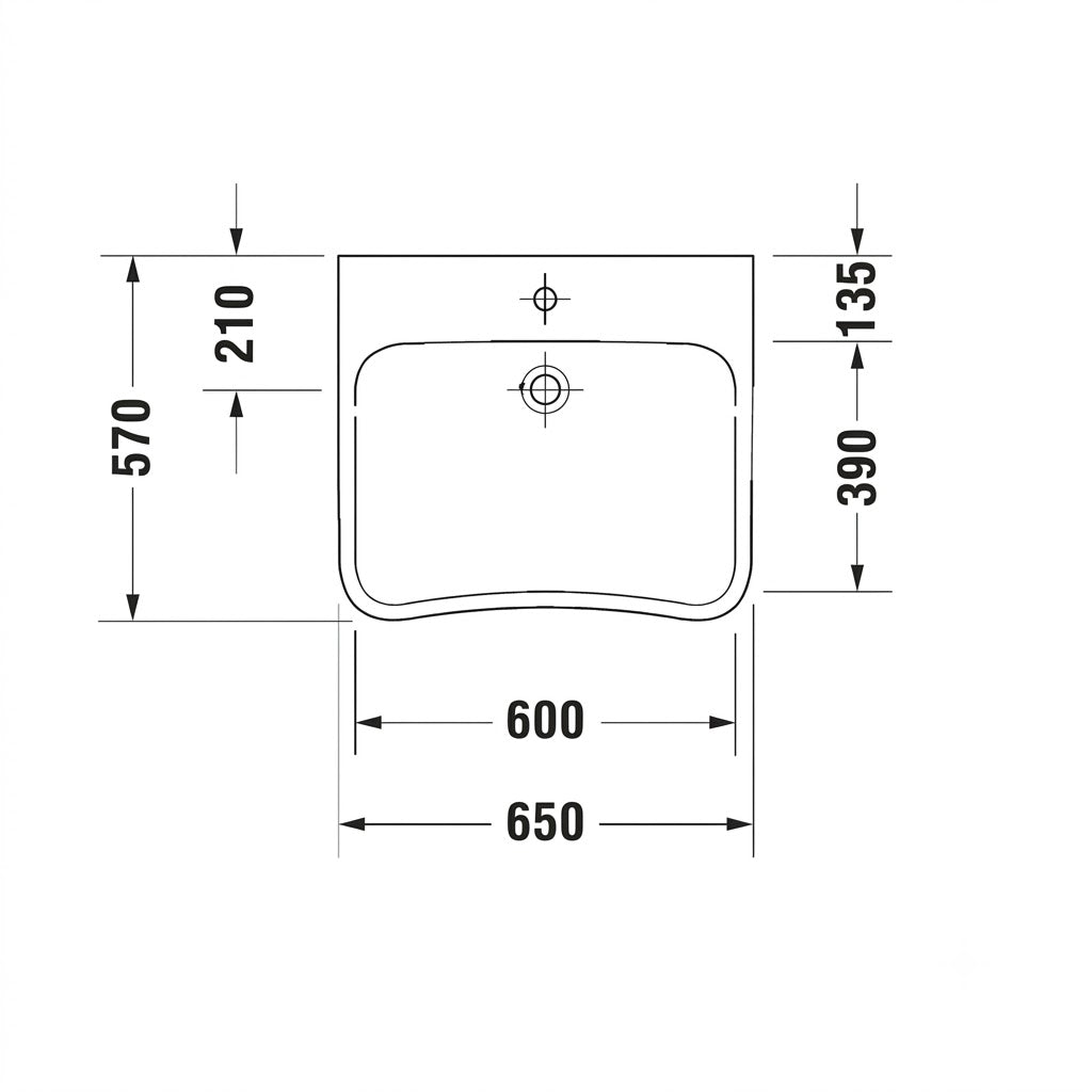 Duravit P3 Comforts Wall Hung Wash Basin 2331650000