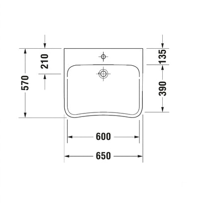 Duravit P3 Comforts Wall Hung Wash Basin 2331650000