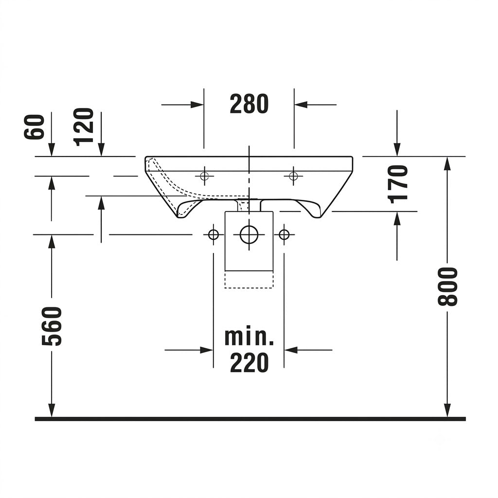 Duravit P3 Comforts Wall Hung Wash Basin 2331650000