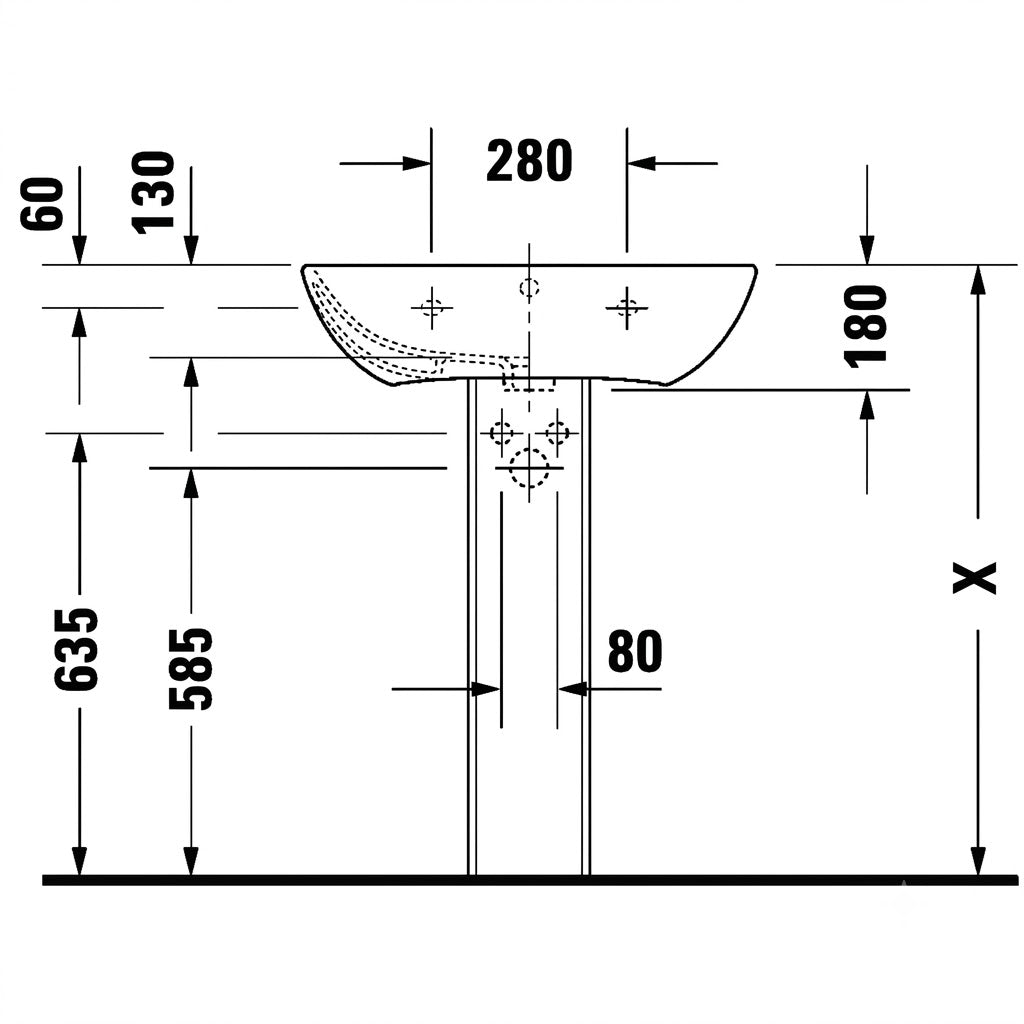 Duravit Me By Starck Wall Hung Wash Basin 2335650000