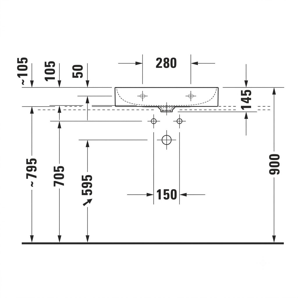 Duravit DuraSquare Wall Hung Wash Basin 2353600071