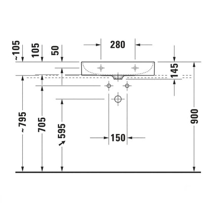 Duravit DuraSquare Wall Hung Wash Basin 2353600071