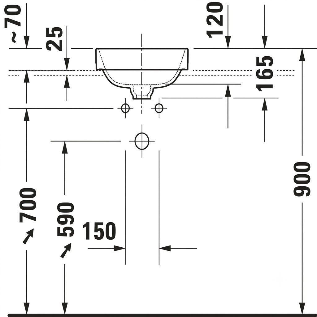 Duravit Happy D.2 Plus Countertop Wash Basin 2359400000