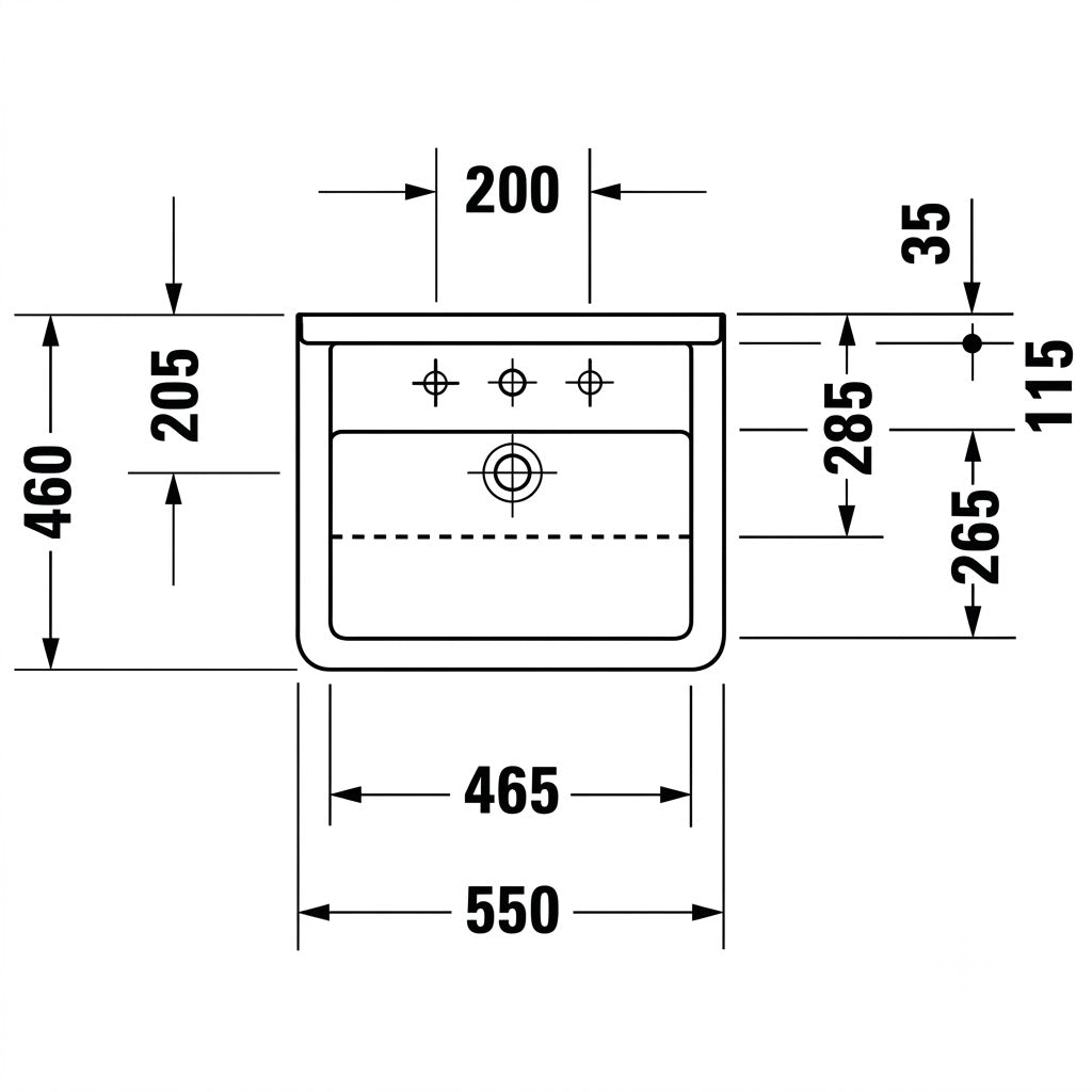 Duravit Starck 3 Semi-Recessed Wash Basin 0310550000