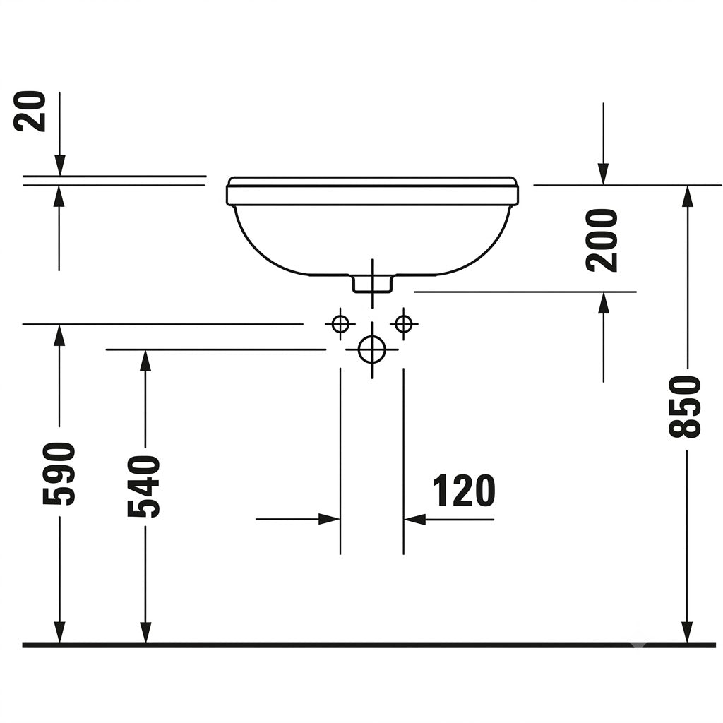 Duravit Starck 3 Semi-Recessed Wash Basin 0310550000
