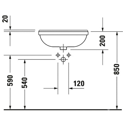 Duravit Starck 3 Semi-Recessed Wash Basin 0310550000