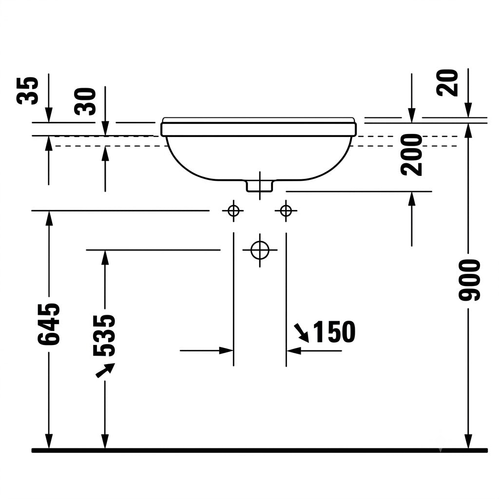Duravit Starck 3 Semi-Recessed Wash Basin 0310550000