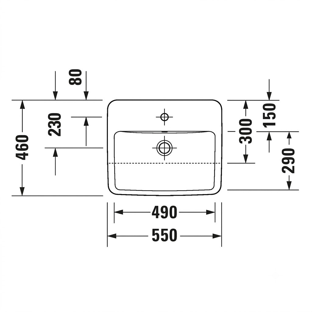 Duravit No.1 Semi-Recessed Wash Basin 03765500002
