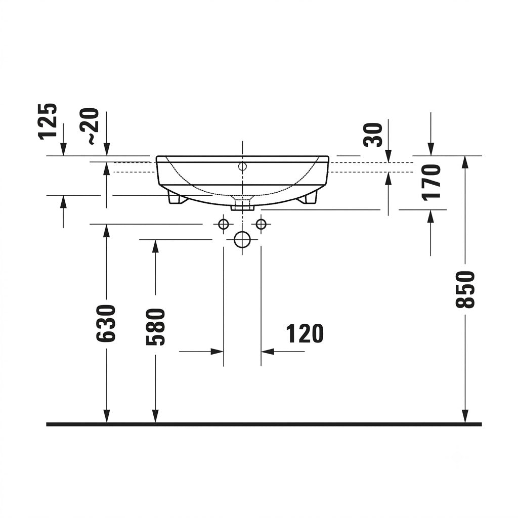 Duravit No.1 Semi-Recessed Wash Basin 03765500002