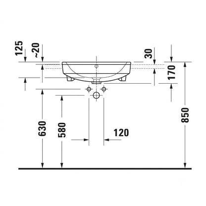 Duravit No.1 Semi-Recessed Wash Basin 03765500002