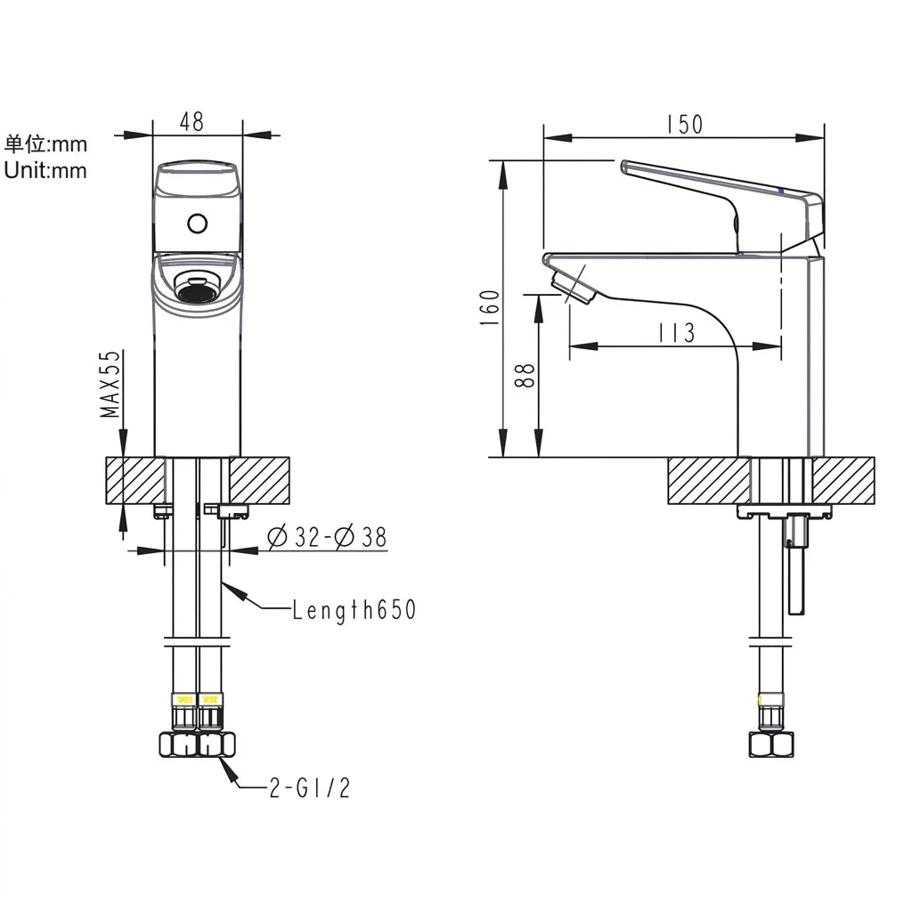 Bravat Rael Deck-Mounted Single Handle Basin Mixer F1121179CP-ENG