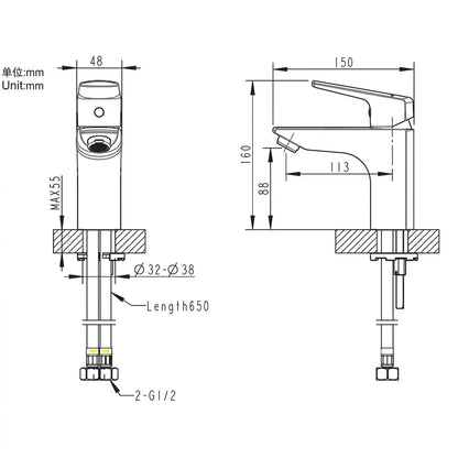 Bravat Rael Deck-Mounted Single Handle Basin Mixer F1121179CP-ENG