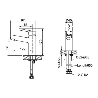 Bravat Affability Deck-Mounted Single Lever Basin Mixer F1172217CP-ENG