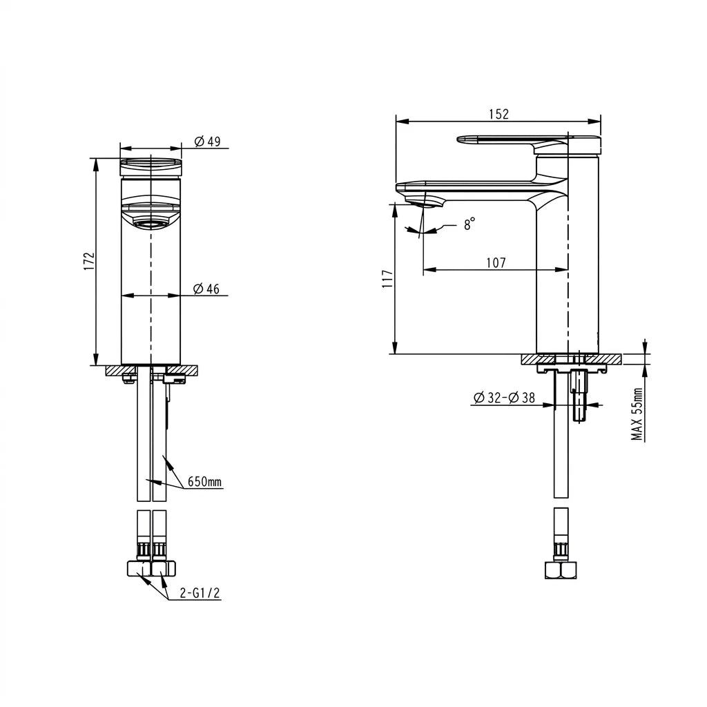 Bravat Eddie Single Lever Highrise Basin Mixer F1369402BW-A-07