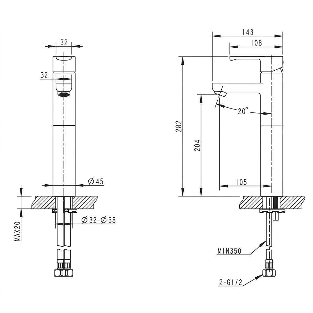 Bravat New Moon Deck-Mounted Single Lever Basin Mixer F139103C-1A