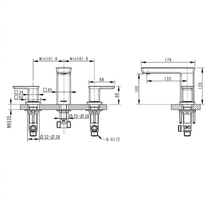 Bravat Phillis 3-Hole Deck-Mounted Basin Mixer F256101C-ENG