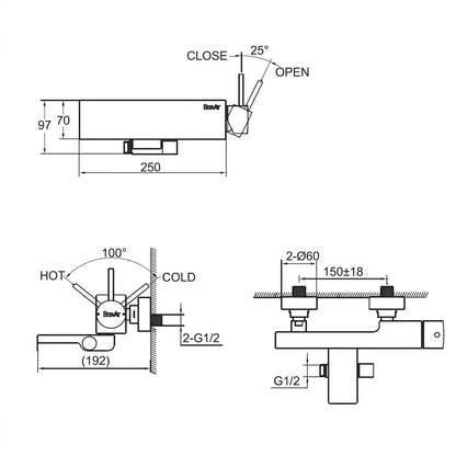 Bravat ARC Exposed Shower Mixer with Bath Spout F66061C-01A