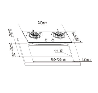 Franke Gas Hob Onyx Double Burner Glass Black TG FHG8216