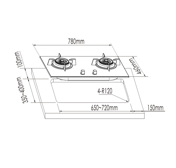 Franke Gas Hob Onyx Double Burner Glass Black LPG FHG8216