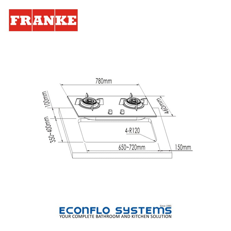 Franke Gas Hob Onyx Double Burner Glass Black TG FHG8216