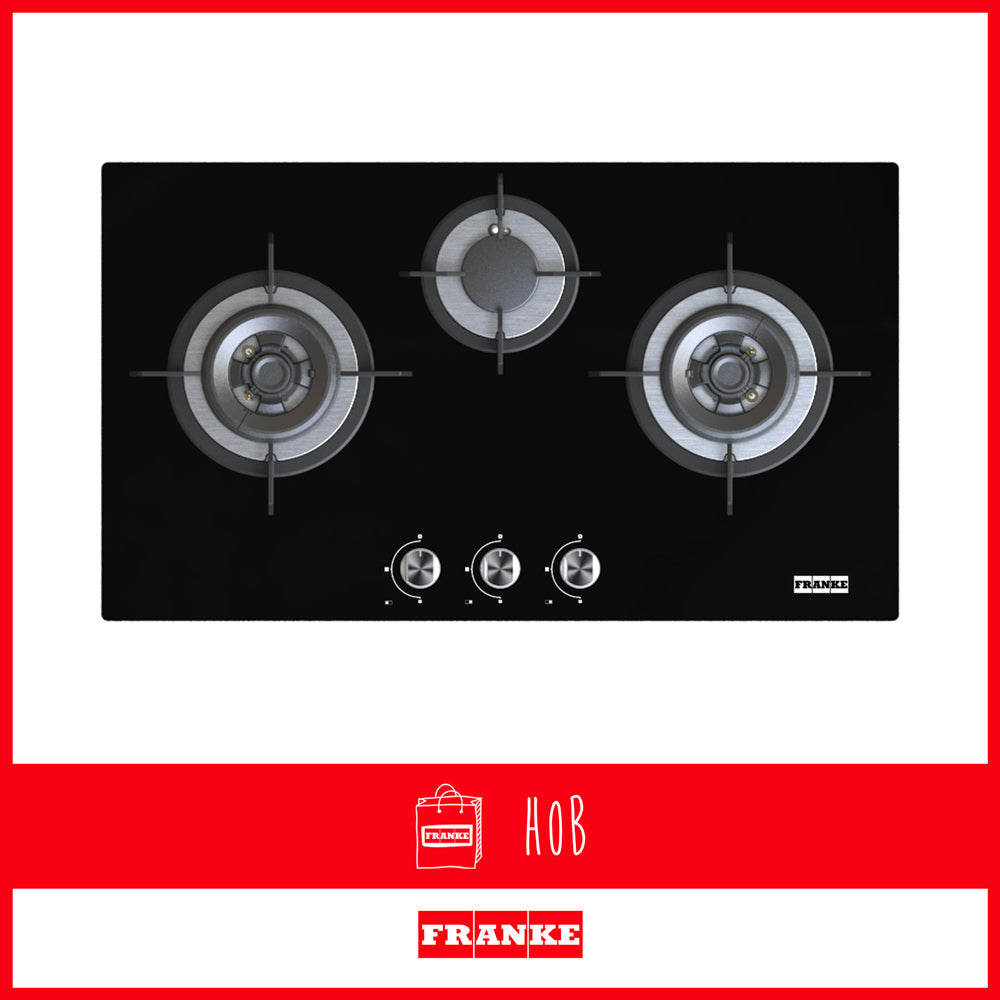 Franke Gas Hob Onyx Triple Burner Glass Black TG FHG8316