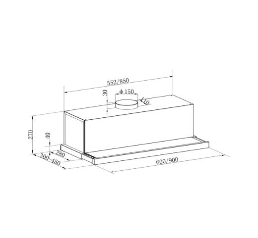 Franke Hood Built-in Pull Out Glass Black 90cm Onyx FPG905SA