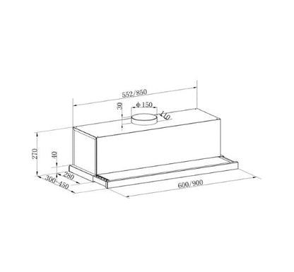 Franke Hood Built-in Pull Out Glass Black 90cm Onyx FPG905SA