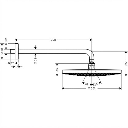 Hansgrohe Raindance Select S300 2 Jet Overhead Shower with Shower Arm 300 mm Chrome 27378000