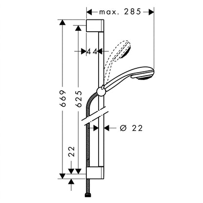 Hansgrohe Crometta 85 Multi Hand Shower Set with Unica Crometta 65 cm Bar Chrome 27767000