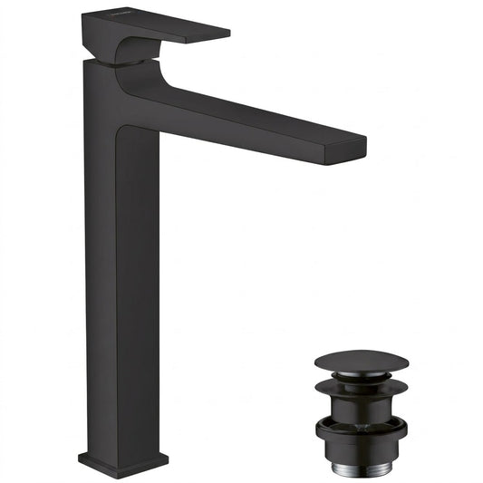 Hansgrohe Metropol Single Lever Basin Mixer 260 with Push-Open Waste Matt Black 32512670
