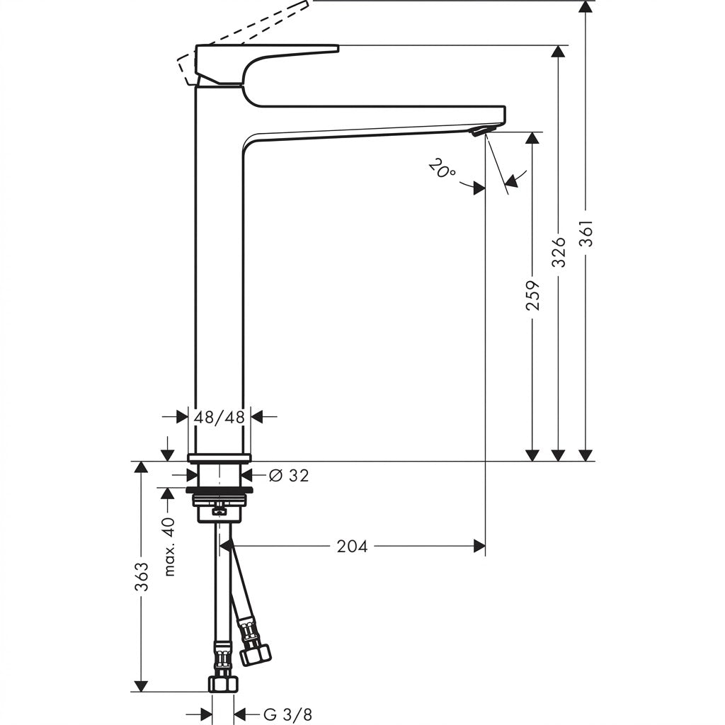 Hansgrohe Metropol Single Lever Basin Mixer 260 with Push-Open Waste Matt Black 32512670