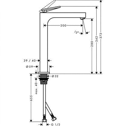 Axor Citterio High-Rise Basin Mixer 280 with Waste Set Chrome 39021009