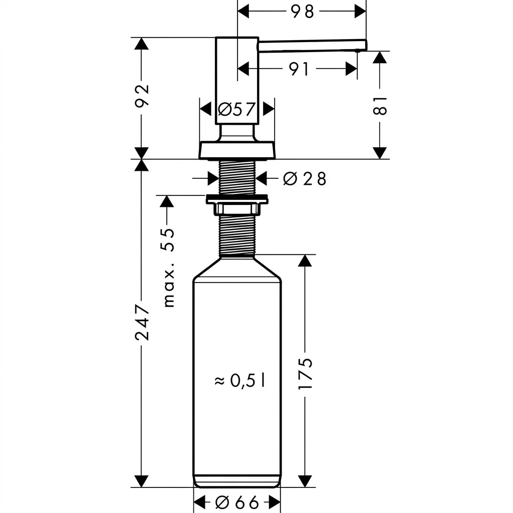 Hansgrohe A51 Soap/Lotion Dispenser for Kitchen 40448000