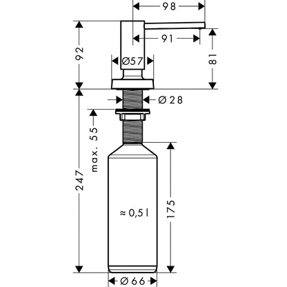Hansgrohe A51 Soap/Lotion Dispenser for Kitchen 40448000