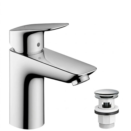 Hansgrohe Logis Single Lever Basin Mixer 100 with Push-Open Waste Chrome 71107000