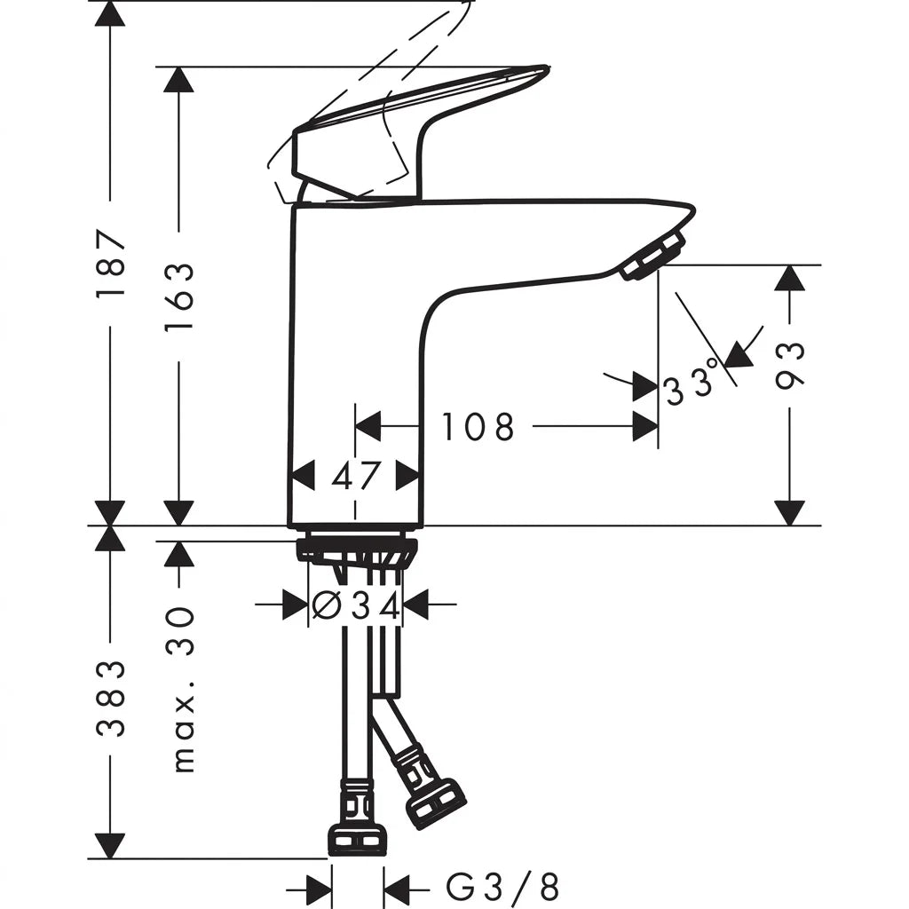 Hansgrohe Logis Single Lever Basin Mixer 71293009 / 71101000