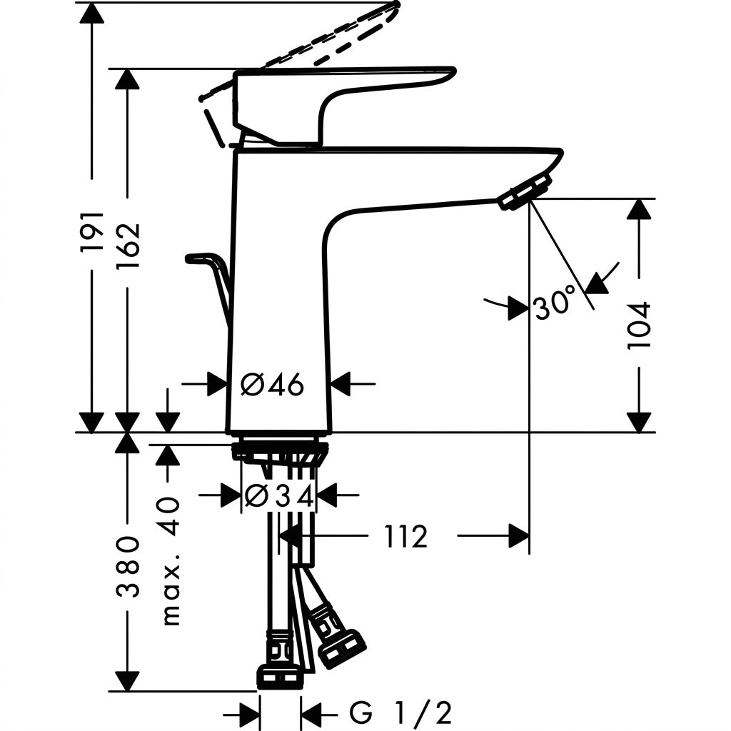 Hansgrohe Talis E 110 Single Lever Basin Mixer with Pop-Up Waste Brushed Black Chrome 71776349