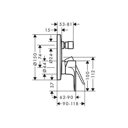 Hansgrohe Rebris E Single Lever Concealed Bath/Shower Mixer 72468000