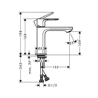 Hansgrohe Rebris E Single Lever Basin Mixer 72561009