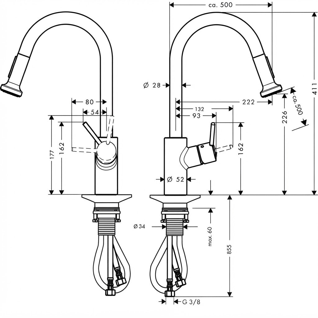 Hansgrohe Talis M52 Kitchen Mixer with Pull-Out Spray Chrome 72831000 / 148770019