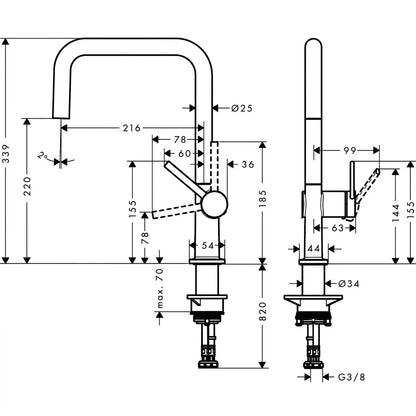 Hansgrohe Talis M54 Single Lever Kitchen Mixer 72844000
