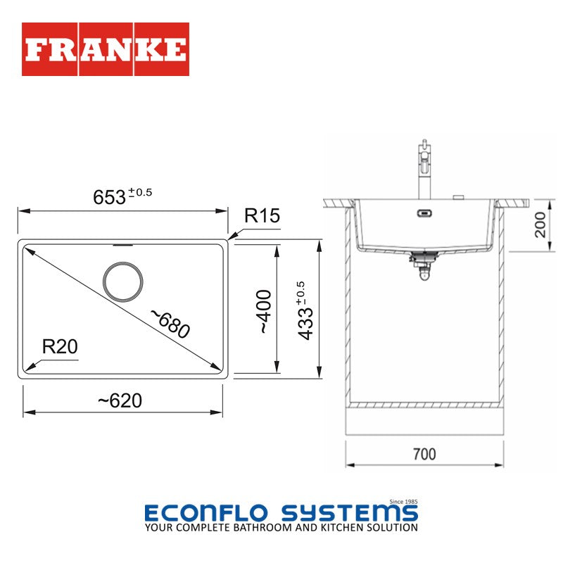 Franke Sink Single Basin Maris MRG 210-62 Platinum