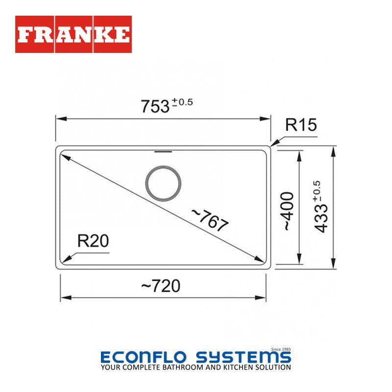 Franke Sink Single Basin Maris MRG 210-72 Matt Black