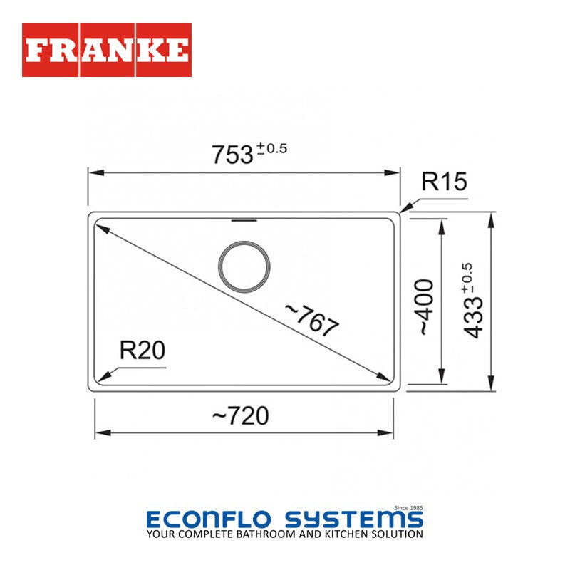 Franke Sink Single Basin Maris MRG 210-72 Stone Grey