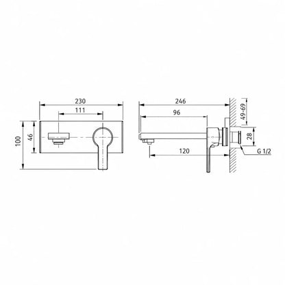 Bravat Prolate Wall-Mounted Basin Mixer Finishing Set P69227CP-A