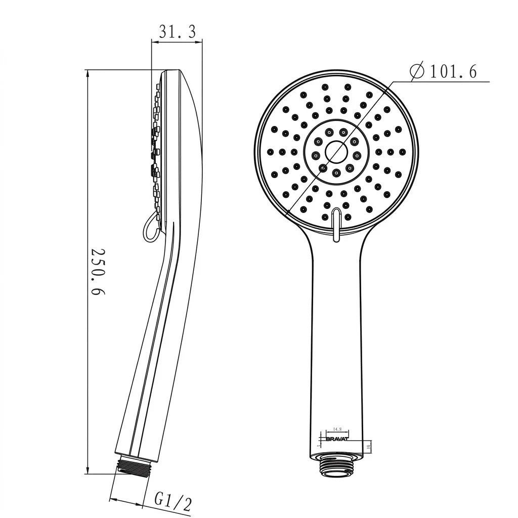 Bravat 3-Function Hand Shower P70136CP-1-RUS