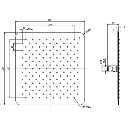Bravat Slim Air-Jet Square Overhead Shower P70172CP