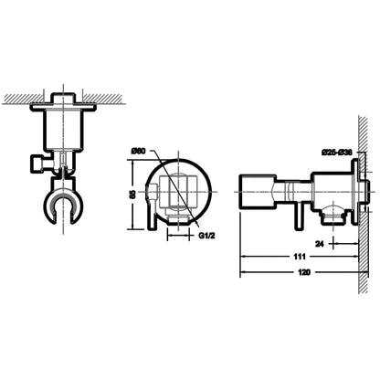 Bravat Shower In-Wall Hose Connector P7174C-ENG